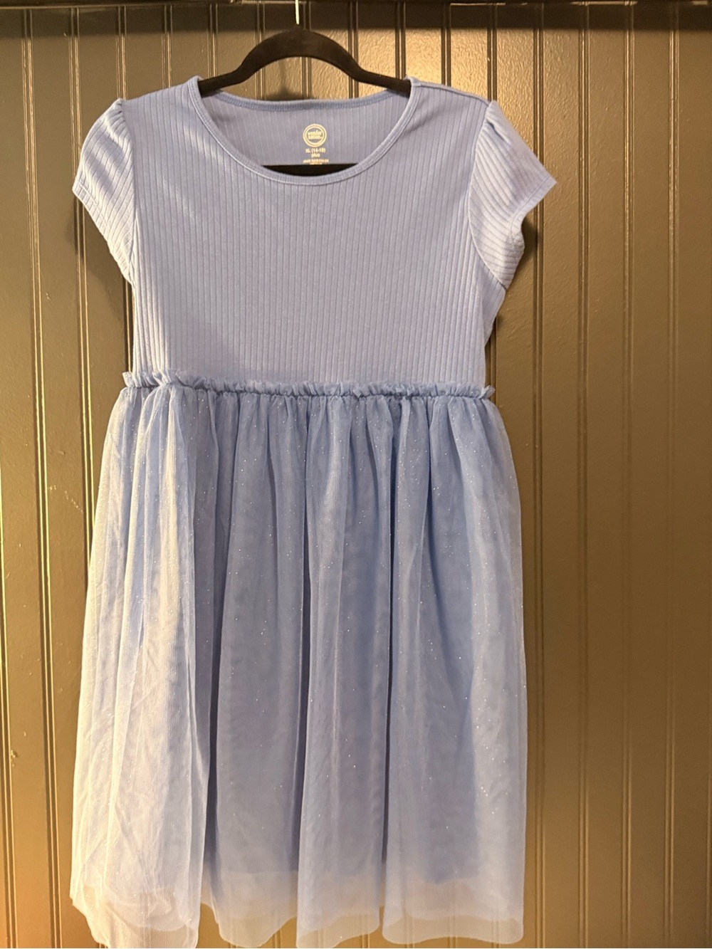 Wonder Nation Plus Ribbed dress with rule in Dusty Blue and second dress in pink
